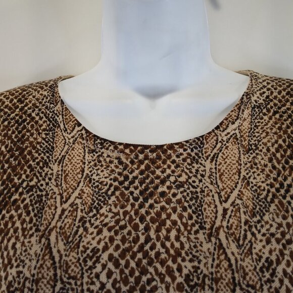 August Silk Brown and Black Print 100% Silk Stretch Knit Top Size M - Picture 5 of 9